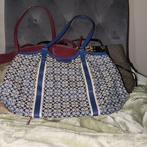 Coach Blue and Cream Signature Tote